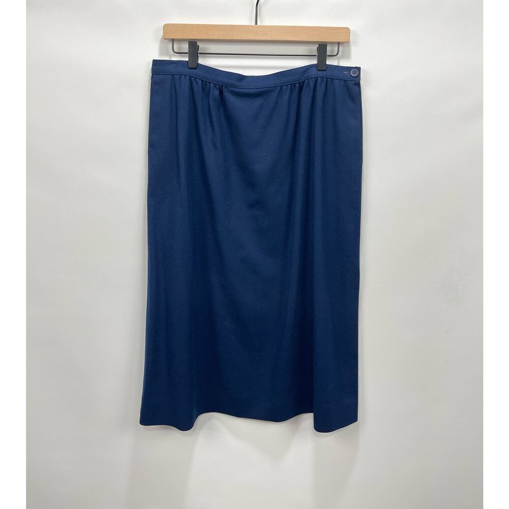 Vintage‎ 90s Pendleton Navy Blue Wool Midi Pencil Skirt